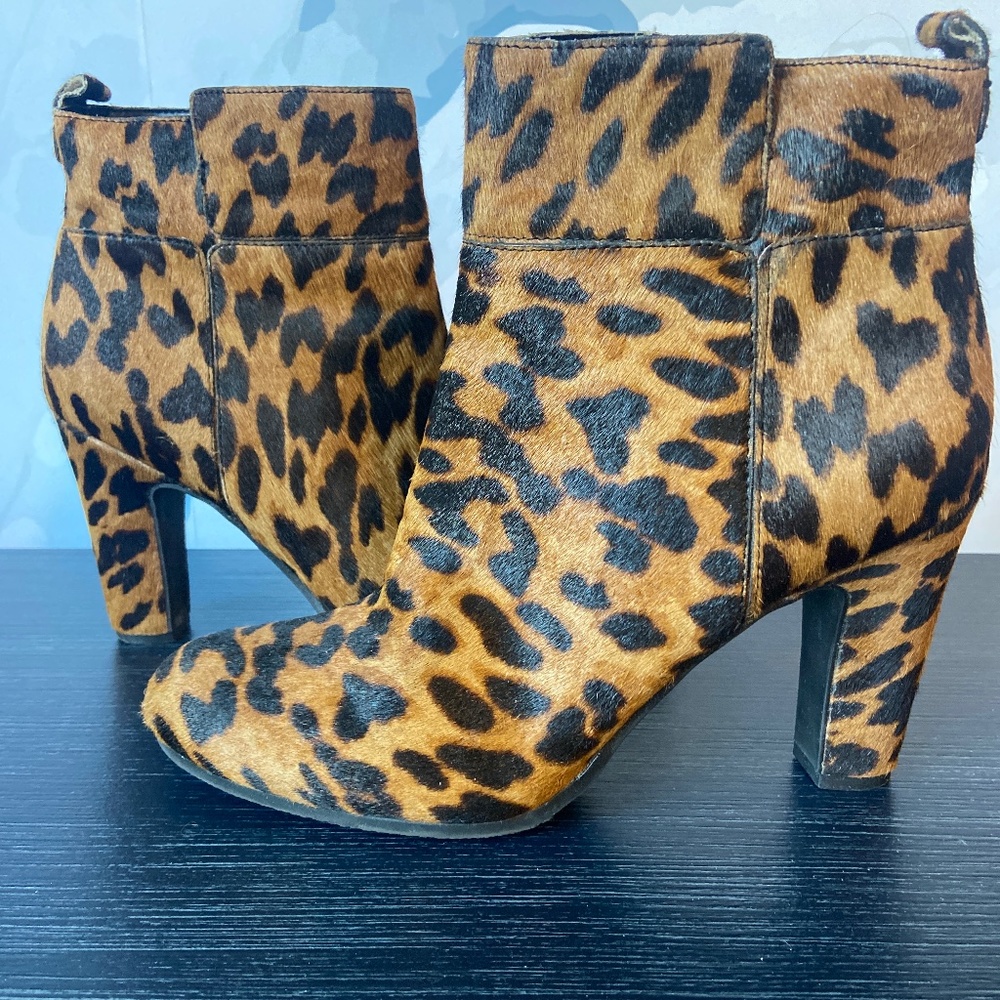 Sam  Edelman Leopard Calf Hair Leather Ankle Boots